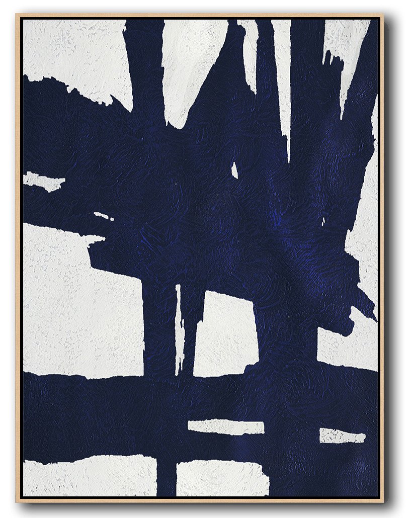 Buy Hand Painted Navy Blue Abstract Painting Online - Art Sculptures Huge